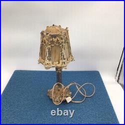 Antique Art Nouveau Boudoir 6-sided Slag Glass Shade Cast Iron -works