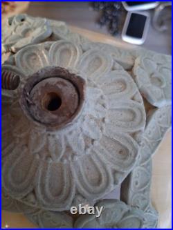 Antique Art Nouveau Boudoir Lamp 4 Sides Slag Glass Lamp Shade Side Table Light