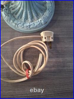 Antique Art Nouveau Boudoir Lamp 4 Sides Slag Glass Lamp Shade Side Table Light Antique Art Nouveau Boudoir Lamp 4 Sides Slag Glass Lamp Shade Side Table Light