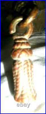 Antique Art Nouveau Brass Ceiling Lamp Light Fixture 6 Panel Slag Glass Sconce