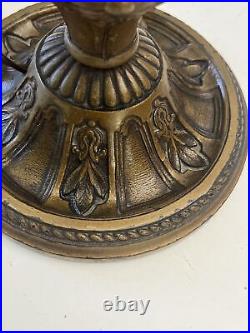 Antique Art Nouveau Bronze, Slag Glass Table Lamp Early 1900s By Salem Bros