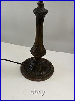 Antique Art Nouveau Bronze, Slag Glass Table Lamp Early 1900s By Salem Bros