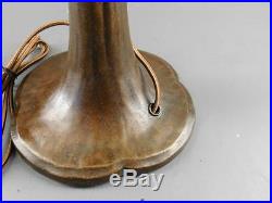 Antique Art Nouveau Bronzed Handel Slag Glass Lamp Base Original Acorn Pulls