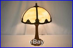 Antique Art Nouveau Carmel Six Slag Glass Panel Lamp