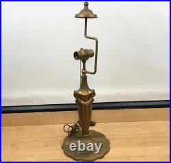 Antique Art Nouveau Cast Metal Table Lamp Base For Slag Glass Double Socket