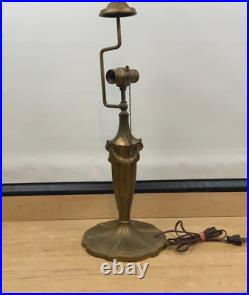 Antique Art Nouveau Cast Metal Table Lamp Base For Slag Glass Double Socket
