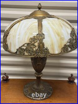 Antique Art Nouveau Floral Slag Glass Bent Lamp B and H Era