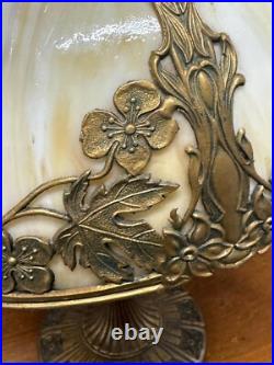 Antique Art Nouveau Floral Slag Glass Bent Lamp B and H Era
