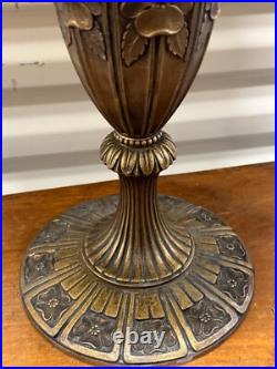 Antique Art Nouveau Floral Slag Glass Bent Lamp B and H Era