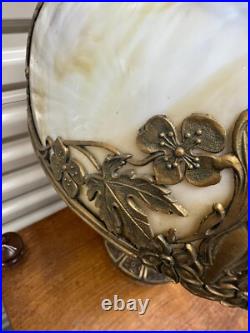 Antique Art Nouveau Floral Slag Glass Bent Lamp B and H Era