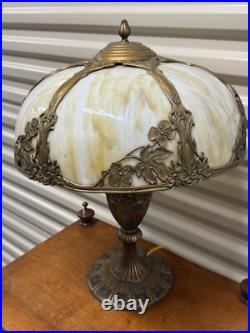 Antique Art Nouveau Floral Slag Glass Bent Lamp B and H Era
