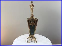 Antique Art Nouveau Jugendstil Secessionist Slag Glass Figural Lamp Brass