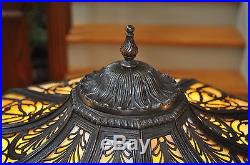 Antique Art Nouveau Large 20 Panel Slag Glass Lamp Bradley Hubbard Arts & Crafts