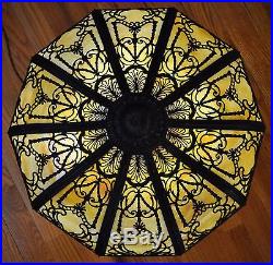 Antique Art Nouveau Large 20 Panel Slag Glass Lamp Bradley Hubbard Arts & Crafts