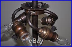 Antique Art Nouveau Large 20 Panel Slag Glass Lamp Bradley Hubbard Arts & Crafts