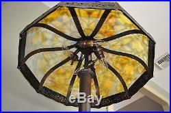 Antique Art Nouveau Large 20 Panel Slag Glass Lamp Bradley Hubbard Arts & Crafts