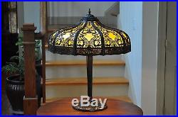 Antique Art Nouveau Large 20 Panel Slag Glass Lamp Bradley Hubbard Handel Style