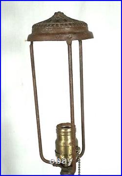 Antique Art Nouveau Leaded Slag Glass Shade Lamp Base