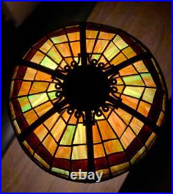 Antique Art Nouveau Leaded Slag Glass Shade Table Lamp