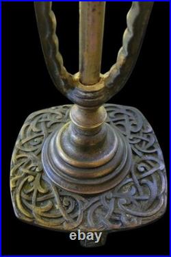 Antique Art Nouveau Lotus Shape Slag Glass Table Lamp 25.5 by14