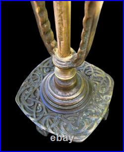 Antique Art Nouveau Lotus Shape Slag Glass Table Lamp 25.5 by14
