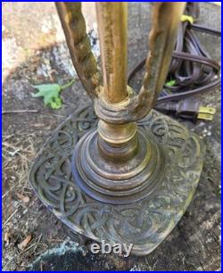 Antique Art Nouveau Lotus Shape Slag Glass Table Lamp 25.5 by14