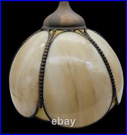 Antique Art Nouveau Lotus Shape Slag Glass Table Lamp 25.5 by14