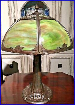 Antique Art Nouveau Miller Bent Slag Glass Lamp Signed