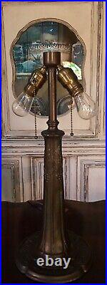 Antique Art Nouveau Miller Bent Slag Glass Lamp Signed