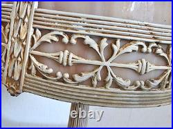 Antique Art Nouveau Peach Stained Slag Glass 14 Parlor Bedroom Lamp -Working
