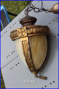Antique Art Nouveau Plaster Slag Glass Shade Pendant Ceiling Light Fixture Antique Art Nouveau Plaster Slag Glass Shade Pendant Ceiling Light Fixture