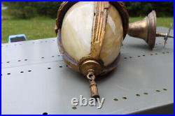Antique Art Nouveau Plaster Slag Glass Shade Pendant Ceiling Light Fixture Antique Art Nouveau Plaster Slag Glass Shade Pendant Ceiling Light Fixture