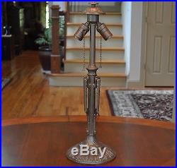 Antique Art Nouveau Rainaud Slag Glass Lamp With Trumpet Vine Arts & Crafts