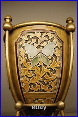 Antique Art Nouveau Royal Doulton Porcelain Aesthetic Slag Glass Kerosene Lamp
