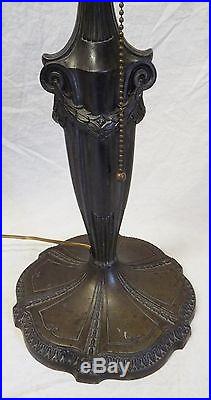 Antique Art Nouveau SLAG GLASS 6 Panel Electric TABLE LAMP -WORKS Antique Art Nouveau SLAG GLASS 6 Panel Electric TABLE LAMP -WORKS