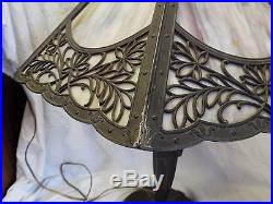 Antique Art Nouveau SLAG GLASS 6 Panel Electric TABLE LAMP -WORKS Antique Art Nouveau SLAG GLASS 6 Panel Electric TABLE LAMP -WORKS