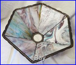Antique Art Nouveau SLAG GLASS 6 Panel Electric TABLE LAMP -WORKS Antique Art Nouveau SLAG GLASS 6 Panel Electric TABLE LAMP -WORKS