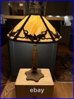 Antique Art Nouveau Salem Brothers Carmel Slag Glass Lamp 6 Panel 16.5 Shade Antique Art Nouveau Salem Brothers Carmel Slag Glass Lamp 6 Panel 16.5 Shade