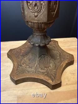 Antique Art Nouveau Salem Brothers Carmel Slag Glass Lamp 6 Panel 16.5 Shade