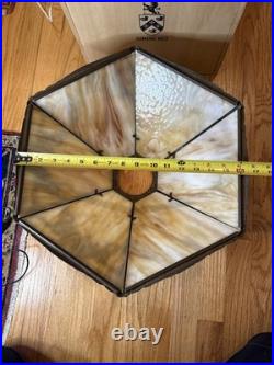 Antique Art Nouveau Salem Brothers Carmel Slag Glass Lamp 6 Panel 16.5 Shade