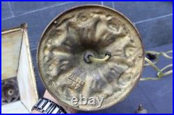 Antique Art Nouveau Sign Miller 967 Table Lamp 4 Sides Slag Glass Shade