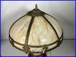 Antique Art Nouveau SlagGlass Double Socket Lamp W Illuminated Base