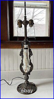Antique Art Nouveau Slag Glass Lamp