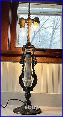 Antique Art Nouveau Slag Glass Lamp