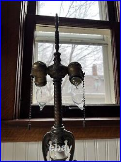 Antique Art Nouveau Slag Glass Lamp