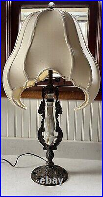 Antique Art Nouveau Slag Glass Lamp