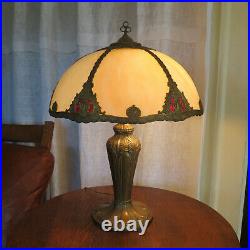 Antique Art Nouveau Slag Glass Lamp Arts & Crafts B&H Handel Miller Era NICE