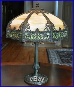 Antique Art Nouveau Slag Glass Lamp Miller