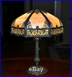 Antique Art Nouveau Slag Glass Lamp Miller