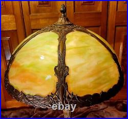 Antique Art Nouveau Slag Glass Panel Lamp